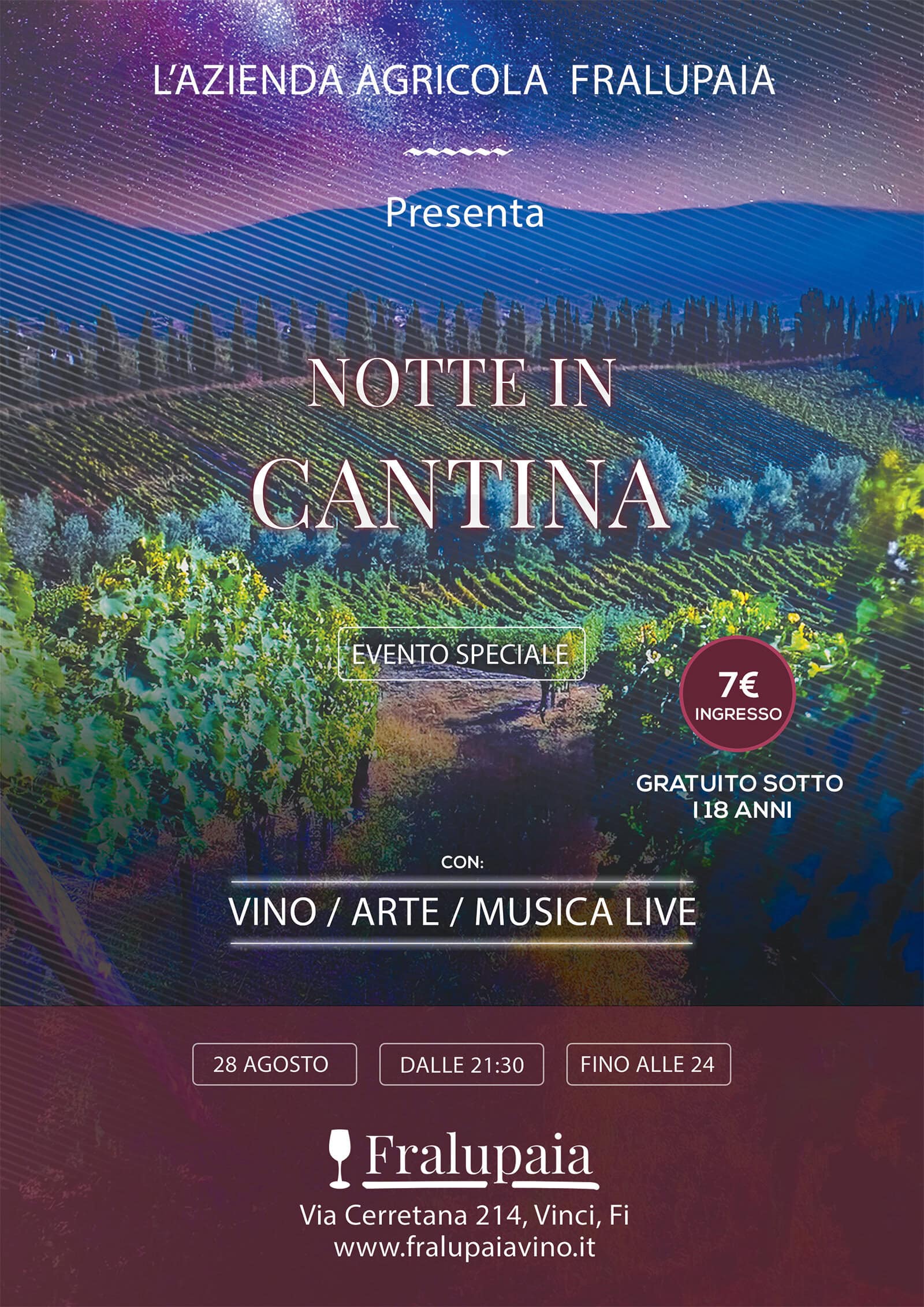 Notte in cantina Fralupaia agosto 2026